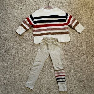 GAP Kids Cream Striped Knit Sweater & Leggings Set